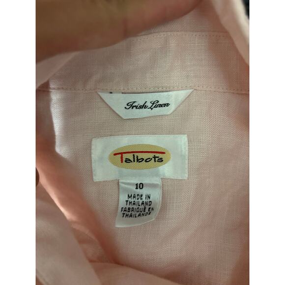 Vintage Talbots Irish Linen Long Sleeve Button Up Shirt Light Pink Womens Sz 10 - Picture 3 of 9